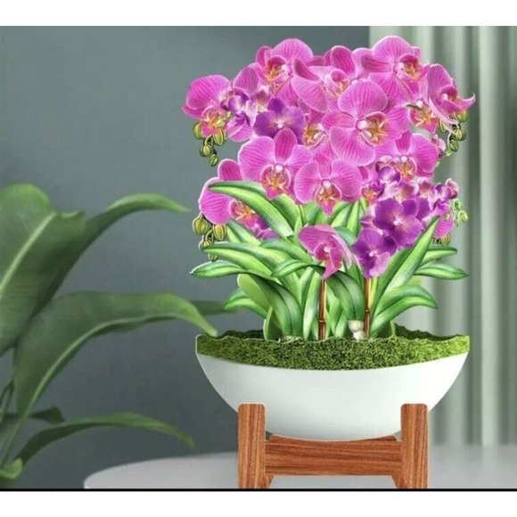 3D pop up greeting card.Complete card set with envelope Beautiful orchids. 13x9” - Picture 1 of 4